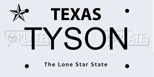 TYSON Texas License Plate