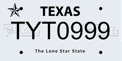 TYT0999 Texas License Plate