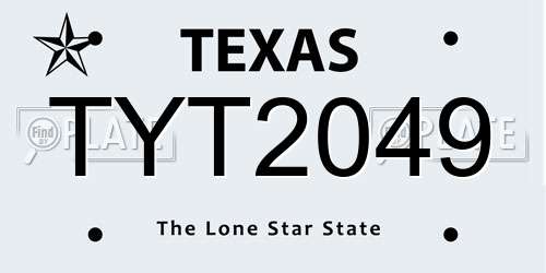 TYT2049 Texas License Plate