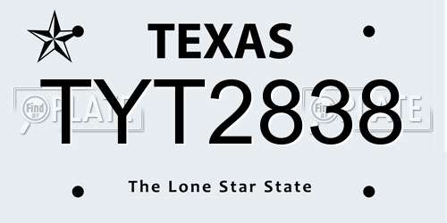 TYT2838 Texas License Plate