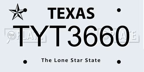TYT3660 Texas License Plate