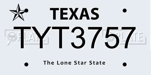 TYT3757 Texas License Plate