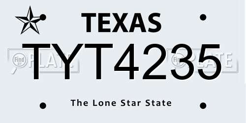 TYT4235 Texas License Plate