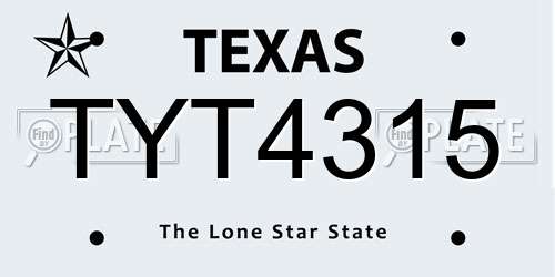TYT4315 Texas License Plate