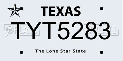 TYT5283 Texas License Plate