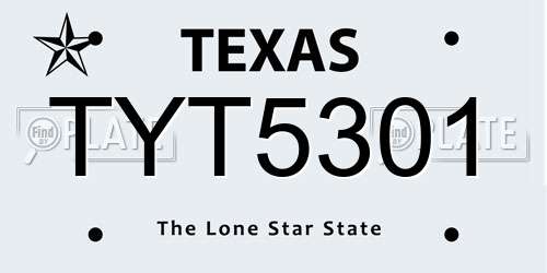 TYT5301 Texas License Plate