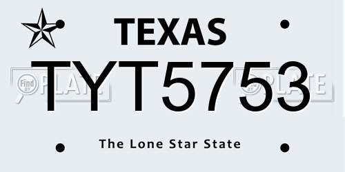 TYT5753 Texas License Plate