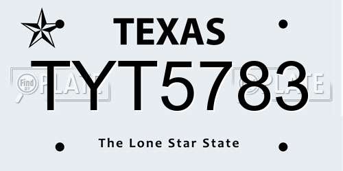 TYT5783 Texas License Plate
