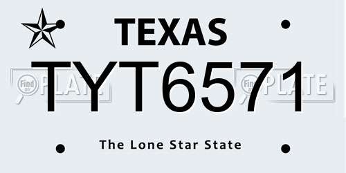 TYT6571 Texas License Plate