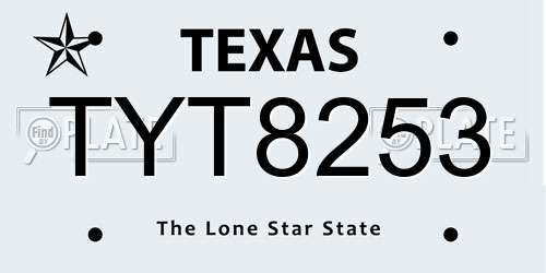 TYT8253 Texas License Plate