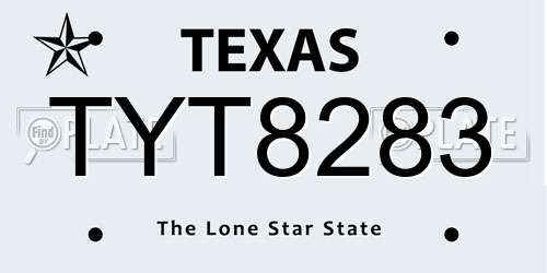 TYT8283 Texas License Plate