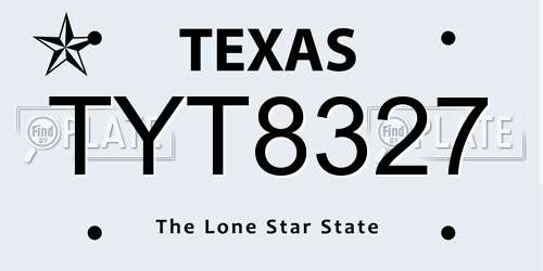 TYT8327 Texas License Plate