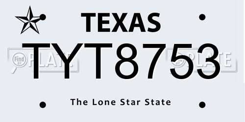 TYT8753 Texas License Plate