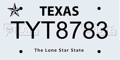 TYT8783 Texas License Plate