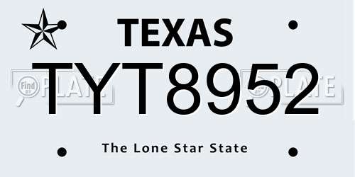 TYT8952 Texas License Plate