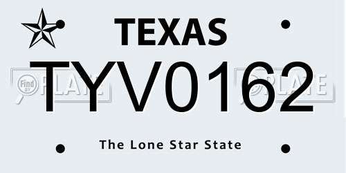 TYV0162 Texas License Plate