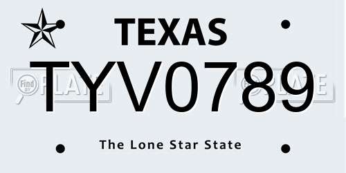 TYV0789 Texas License Plate