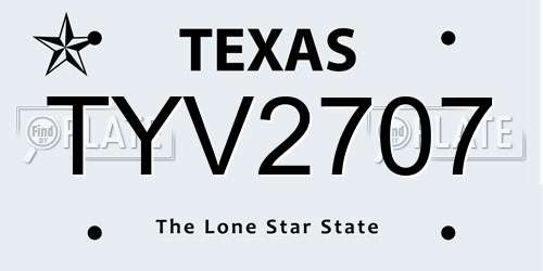 TYV2707 Texas License Plate