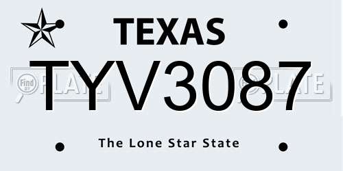 TYV3087 Texas License Plate