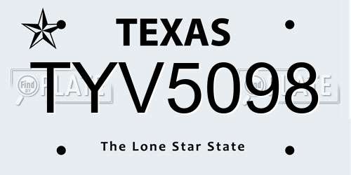 TYV5098 Texas License Plate