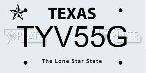 TYV55G Texas License Plate