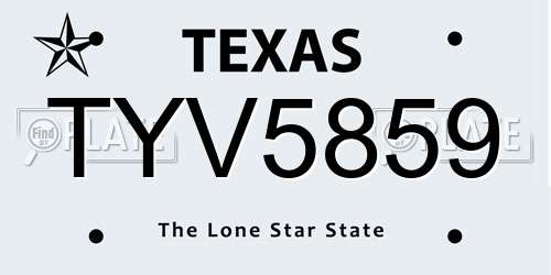 TYV5859 Texas License Plate