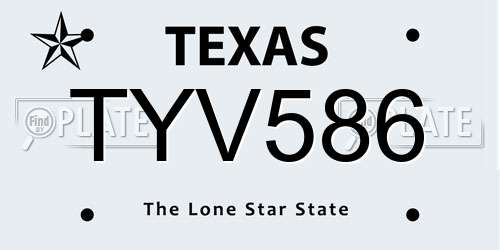 TYV586 Texas License Plate