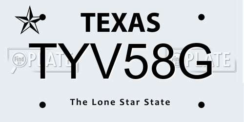 TYV58G Texas License Plate