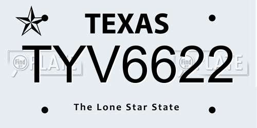 TYV6622 Texas License Plate