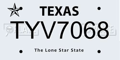 TYV7068 Texas License Plate