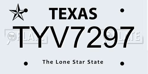 TYV7297 Texas License Plate