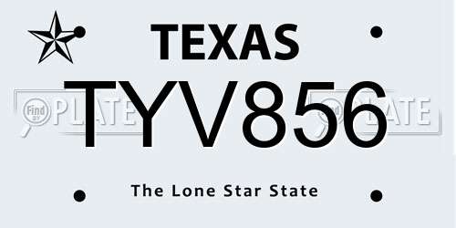TYV856 Texas License Plate
