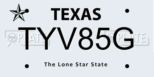 TYV85G Texas License Plate