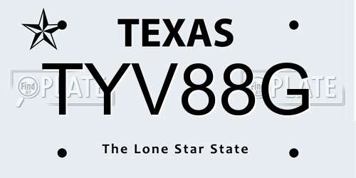 TYV88G Texas License Plate