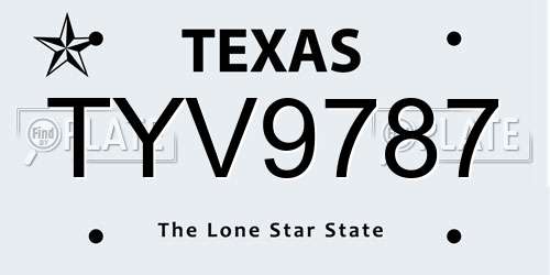 TYV9787 Texas License Plate