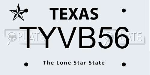 TYVB56 Texas License Plate