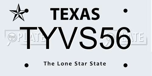 TYVS56 Texas License Plate