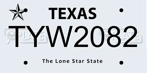 TYW2082 Texas License Plate