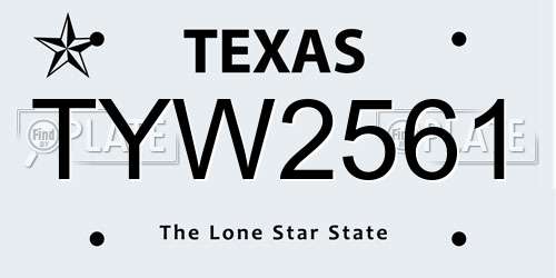 TYW2561 Texas License Plate