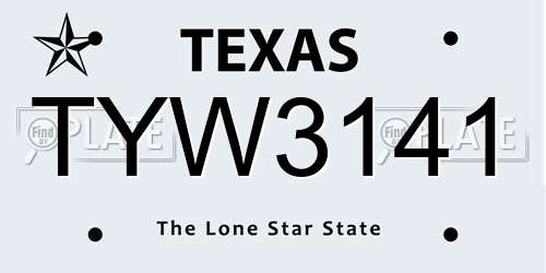 TYW3141 Texas License Plate