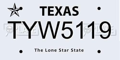 TYW5119 Texas License Plate