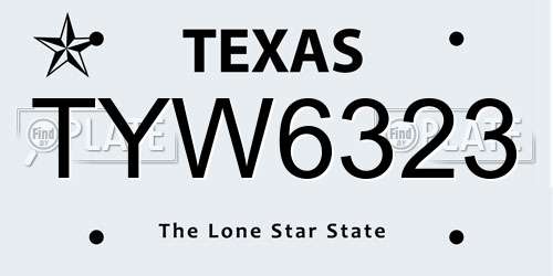 TYW6323 Texas License Plate