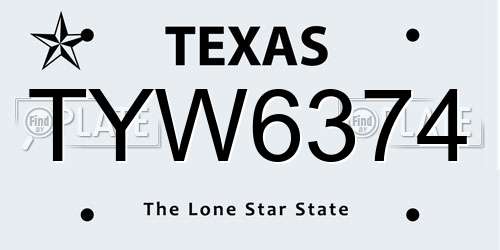 TYW6374 Texas License Plate