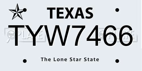 TYW7466 Texas License Plate