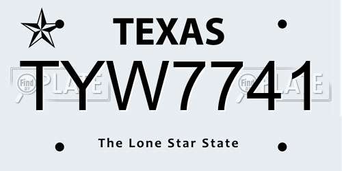 TYW7741 Texas License Plate