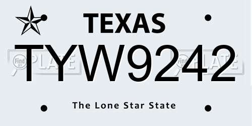 TYW9242 Texas License Plate