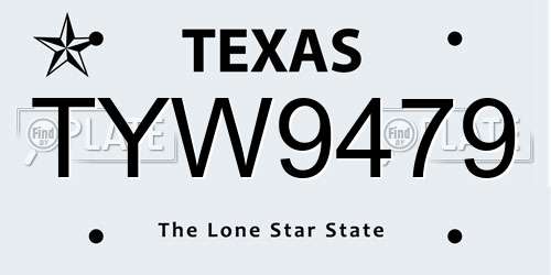 TYW9479 Texas License Plate