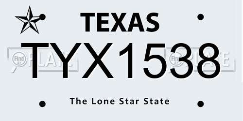 TYX1538 Texas License Plate
