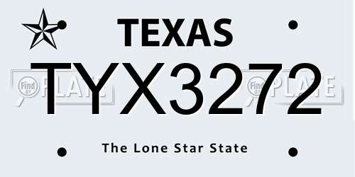 TYX3272 Texas License Plate