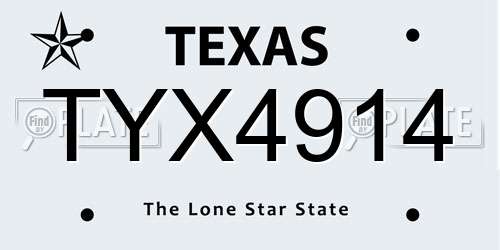 TYX4914 Texas License Plate